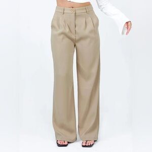 Princess Polly Archer Wide Leg Trousers in Taupe Color